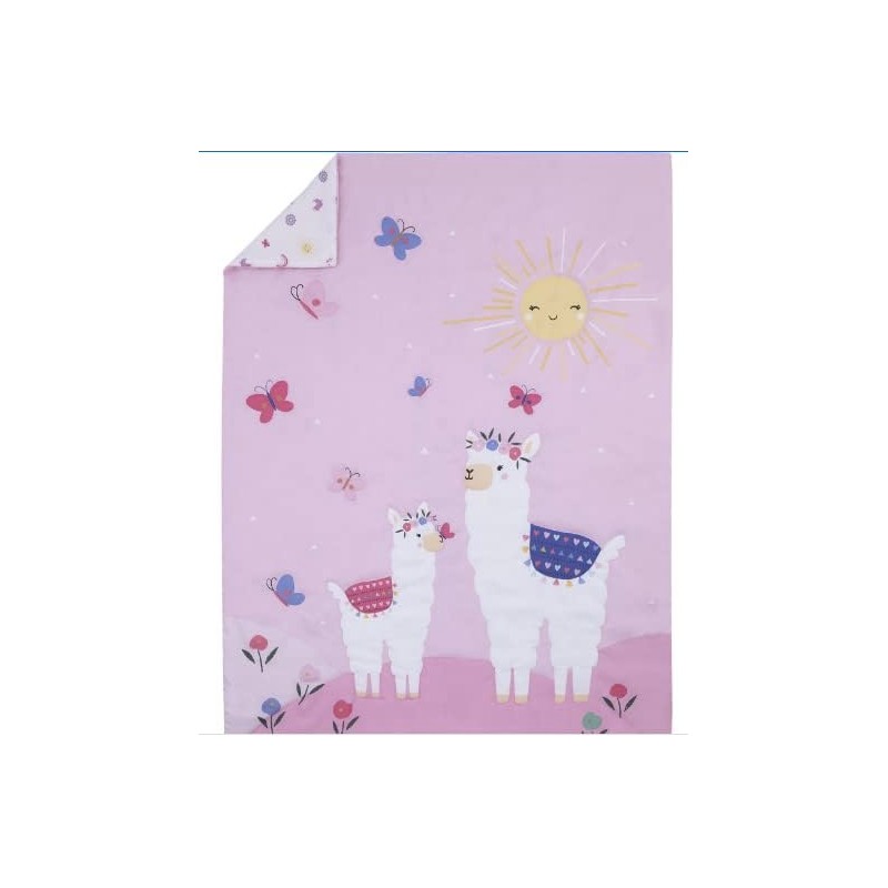 Parent's Choice 4 Piece Bedding Set, Toddler Bed Pink Llama,