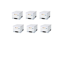 Plexon STOR/FILE Storage Boxes with Lift-Off Lid, Letter/Legal Size, Durable Cardboard, 16.3" L x 12.5" W x 10.5" H, 6-Pack
