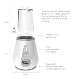 Nuvita 1170 Digital Heating Bottles for Milk and Food 4 in 1 Steriliser Heating Bottle Ultrasonic Heating Gradually Automatic Shut-Off Brand EU, White