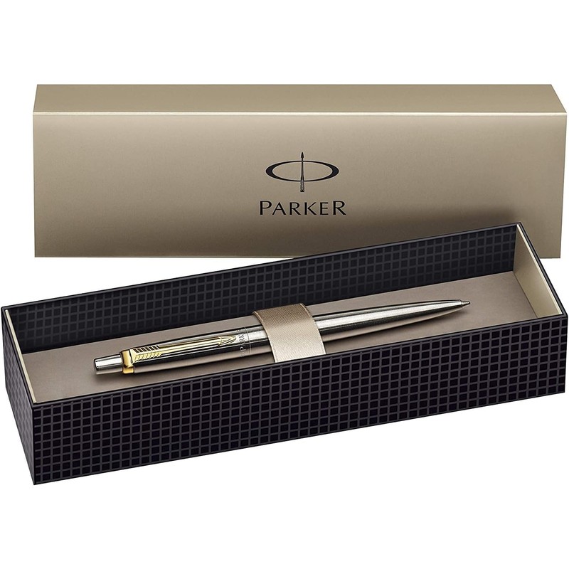 Parker Jotter Ballpoint Pen, Stainless Steel with Gold-Plated Trim |