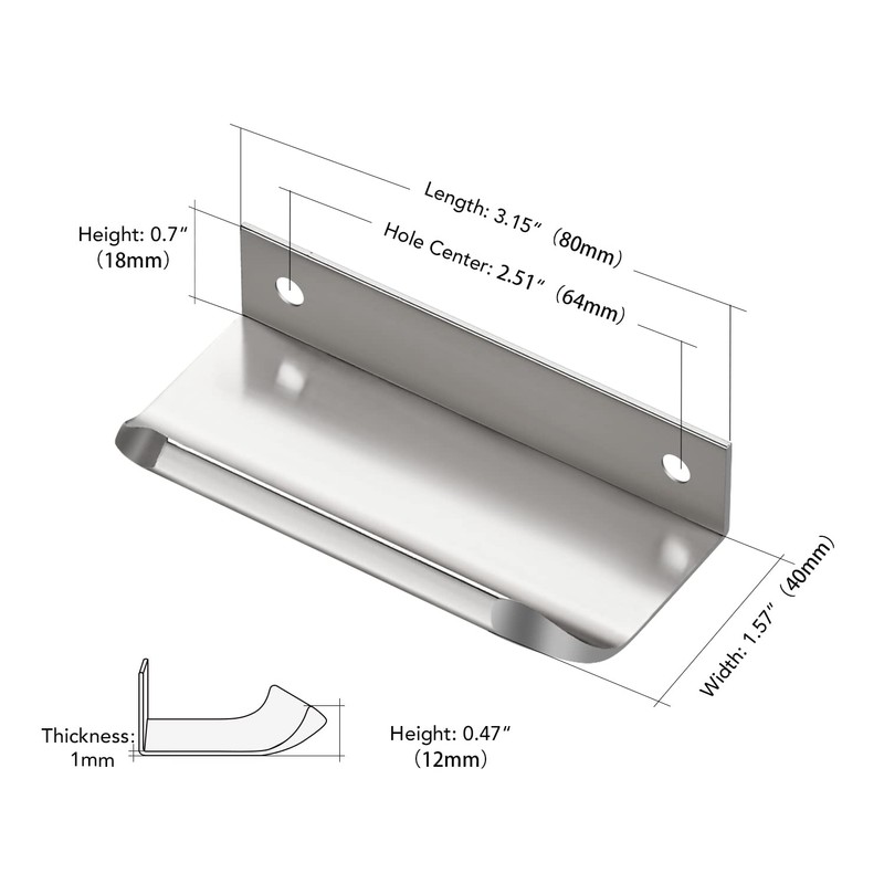 Ravinte Hardware 6 Pack Silver Cabinet Handles, Finger Edge Pull
