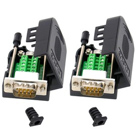 tunghey 2 Pack DB9 Breakout Connector,DB9 Solderless RS232 D-SUB Male Serial Adapters 9-Pin Port White Adapter to Terminal Connector Signal Module with case (Male)