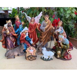 Nativity Set Christmas Nativity Set 12" Inch Statues 11 Pcs Set Baby Jesus Includes Shepherd,Three Kings,Joseph.Mary,Baby Jesus,Guardian Angel, Animals Nacimiento Navideno Bebe Jesus