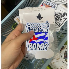 Asere Que Bola Cuban Saying Cuba Flag Vinyl Stickers 3 Inches, Pack of 3