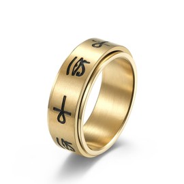 Meilord Eye of Horus Ankh Cross Spinner Rings, Gothic Biker Ancient Egyptian Symbol Rune Rings Anxiety Rotating Ring Talisman Amulet Protection for Men Women