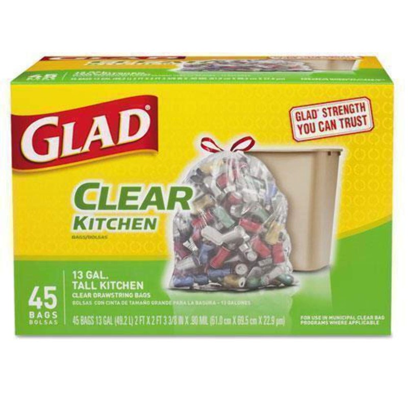 Recycling Tall Kitchen Drawstring Trash Bags, 13 gal, 0.9 mil,
