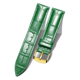 BINLUN Genuine calf leather replacement watch strap leather multicolour gift for Valentine's Day (12 mm, 14 mm, 16 mm, 17 mm, 18 mm, 19 mm, 20 mm, 21 mm, 22 mm, 23 mm, 24 mm)., G-green