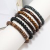JAVMOO JAVMOO Wooden Beads Bracelet for Men Leather Wrap Hemp