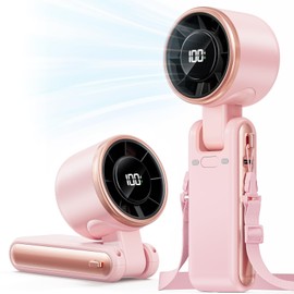 Bearwind Portable Handheld Turbo Fan - 5 Gear High Speed 4000mAh Rechargeable Mini Personal Hand Fan Blow Cold Air, Battery Operated Travel Essentials, Beach Vacation, Gifts for Women, Men (Pink)