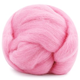 Mayboos Wool Roving Yarn, 1.76oz Colored Natural Wool Roving,Wool Felting Supplies Pure Wool Chunky Yarn for Wet Felting handcrafts and Spinning (Baby Pink)