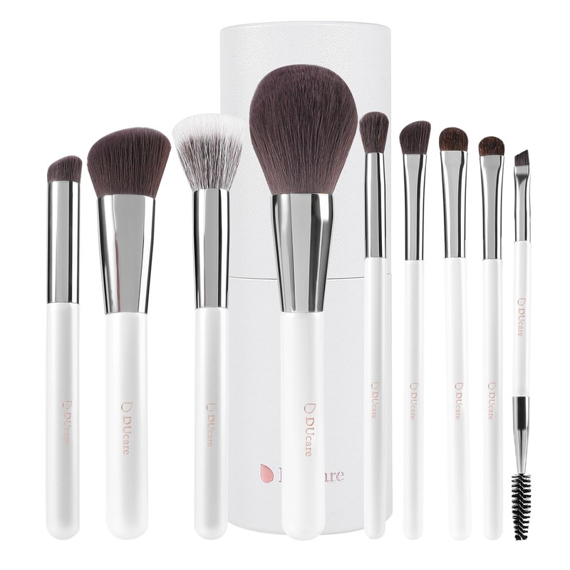 DUcare Cosmetic Brushes 9-Piece Set Makeup Brushes White Pearl Cosmetic