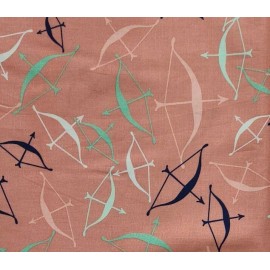 Boundless Fabrics 1yd x 43" 100%cotton, Boundless Fabrics, Wanderlust, Bows & Arrows on Coral Pink
