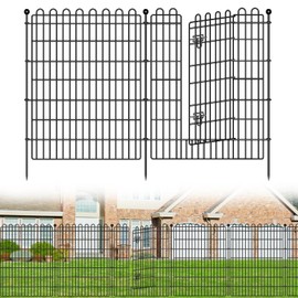 5 Panels No Dig Decorative Garden Fence with Gate for Yard, 40 in(H) X 11.8 ft(L) Animal Barrier Fencing for Outdoor Dog, Metal Portable Garden Fences for Borders, Pets, Landscape, Temporary Fence