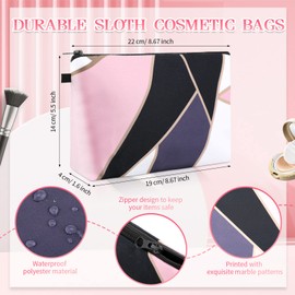 Sanwuta 12 Bolsas de Cosméticos Bolsas de Maquillaje Neceser Espacioso Impreso Bolsa de Belleza Impermeable Organizadoras con Cremallera Accesorios para Mujeres y Niñas (Estilo Mármol)