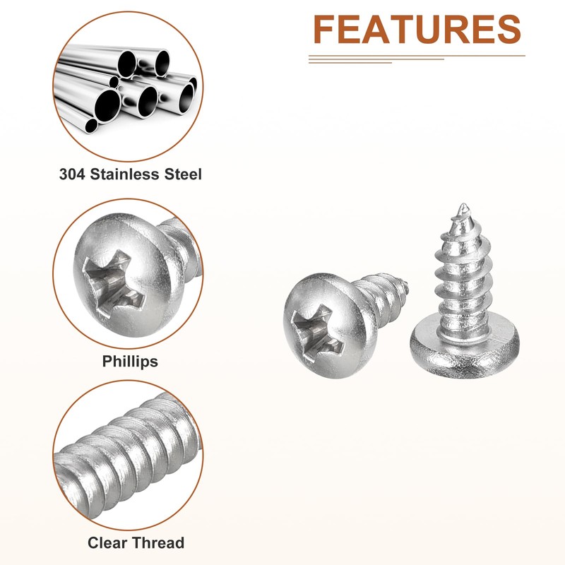 DTGN #8x3/8 Phillips Pan Head Self-Tapping Screw - 100Pack -