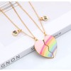 2PCS Unique BFF Magnetic Necklaces, Best Friends Half Heart Rainbow