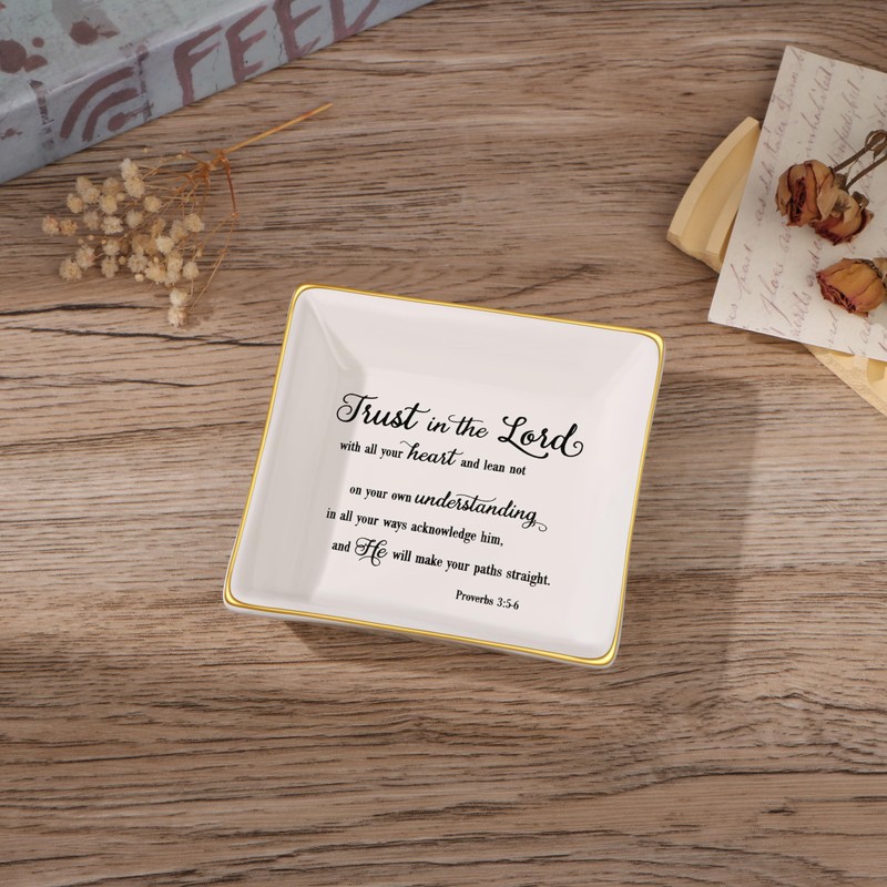 JoycuFF Religious Gifts Inspirational Christine Trinket Dish Tray Motivational Gifts