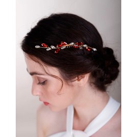 Chargances Bridal Rhinestone Hair Comb Wedding Colorful Crystal Hair Vine Comb Vintage Handmade Hair Accessories for Bridesmaid Prom Flower Girls (AB Color)