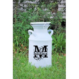 Monogram Family Name Milk Can Decal | Front door Decor | Front Porch Decor | Milk Can Decal (Milk Can NOT Included)