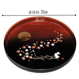 Nakanishi Kogei 22-14-5B Kishu Coloring Book Round Tray Heathered Paint Separation Shunakizuki Rabbit 11.8 inches (30 cm)