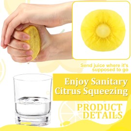 Gulfmew 100 Pack Lemon Wedge Stretch Wraps Covers Lemon Nets Bag Covers for Squeezing for Seed Free Squeezing of Halves or Wedge, Yellow
