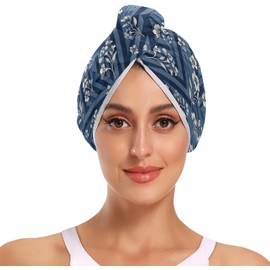 Fashion - Toalla de microfibra para el cabello con botones absorbentes y ligeras para secar el cabello, paquete de 2 unidades