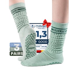 Juclise Non-Slip Yoga Socks for Women Breathable Grippy Workout Socks for Pilates Barre Gym & Meditation (US, Alpha, Medium, Regular, Regular, Olive Green + Foliage Melange + Aura)