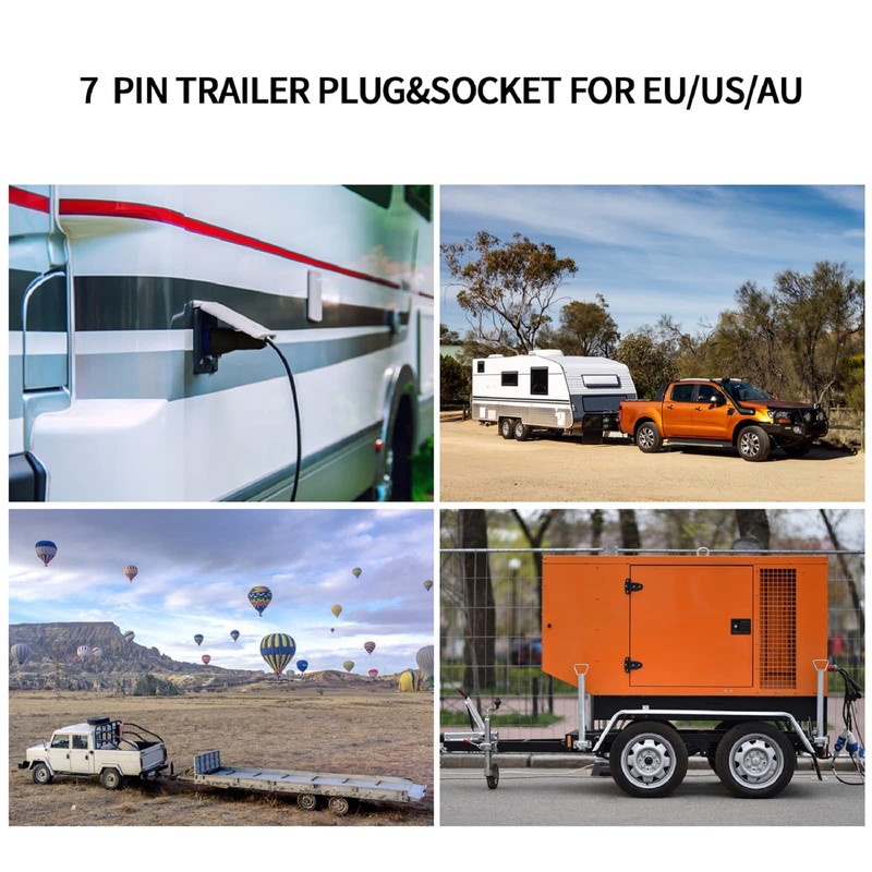 Trailer Plug 7-Pin and Trailer Socket 7-Pin 12V 7-Pin Connection