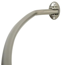 Seasons 35607BNHDS Adjustable Curved Shower Rod with Exposed Mount Bracket, Brushed Nickel Finish; Adjustable Length 56 To 72 Inches