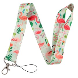 BKBKAAK Flamingo ID Badge Holder with Lanyard - Metal Hook ​& Heavy Duty Retractable Reel Clip for Teachers, Nurses, Women, Vibrant Name Tag​ Display Accessories for School Office