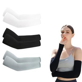 ZKSXOA 3 Pairs of Arm Sleeves, Breathable Arm Sleeves, Basketball Unisex Arm Warmers for Summer, Compression Arm Warmers, Sun Protection for Outdoors, Concealing Tattoos, black