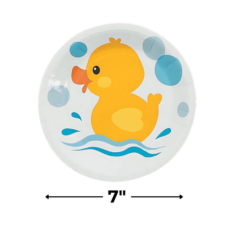 Fun Express Rubber Ducky Paper Dessert Plates - Duck Themed