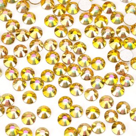 1440Pcs Metallic Sunshine Crystal Rhinestones,Glass Flatback Rhinestones Gemstones for Nail Face Makeup Art Crafts Clothes Decoration-(SS12,Metallic Sunshine)