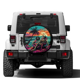 Delerain Spare Tire Cover with Backup Camera Hole Skeleton Beach Chair Wheel Covers Waterproof Dust-Proof UV Sun Universal Fit for Trailer RV SUV Truck (18 Inch for Diameter 32"-34")