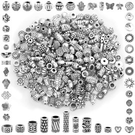 350 Pcs Silver Spacer Beads for Jewelry Making, Mixed Bulk Random Styles Metal Beads for Bracelets, Necklace, Earring Jewelry Making