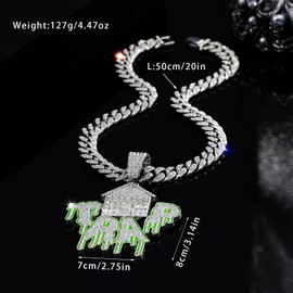 Miami Cuban chain Men & Women's 13MM Cuban Link Chain Necklace - Sterling Silver Gold Plated Cubic Zirconia Iced Out Hip Hop Jewelry (G36)