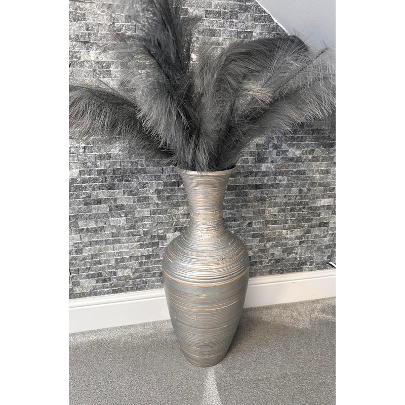 Silver handmade bamboo vase 60cm tall floor or table vase