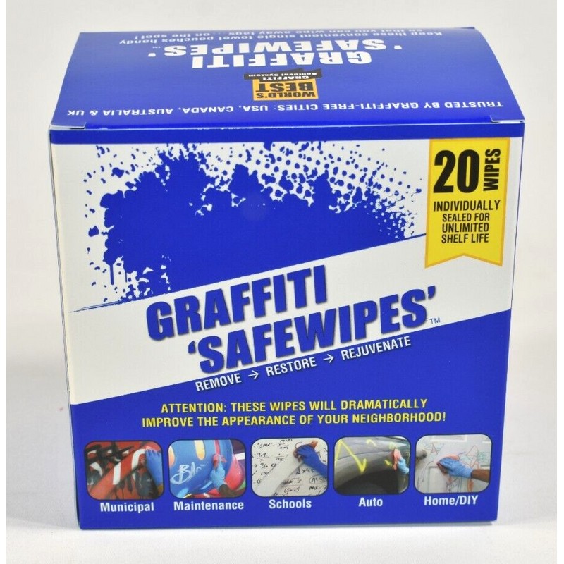 World's Best Safewipes Graffiti Remover 1 Box Containing 20 Wipes