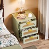 LITTLE TREE Rattan Nightstand, Mint Green End Table with 3