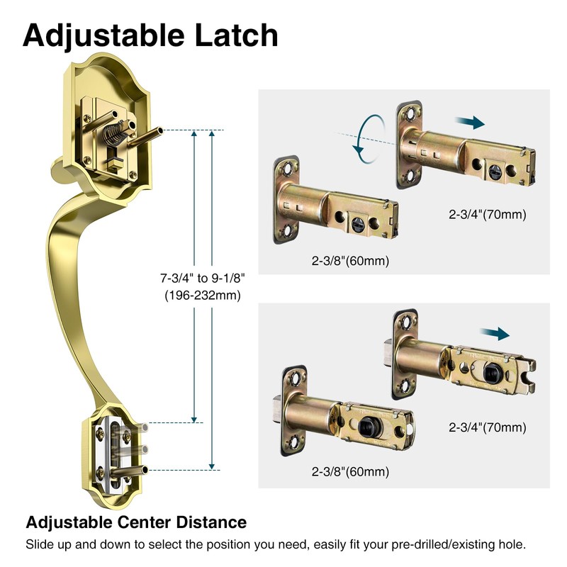 Calzibeno Satin Brass Front Door Handle and Deadbolt Set, Front