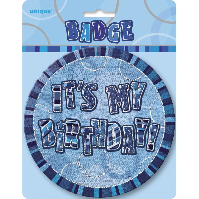 Unique Party 55270 - 6" Glitz Blue Giant Birthday Badge