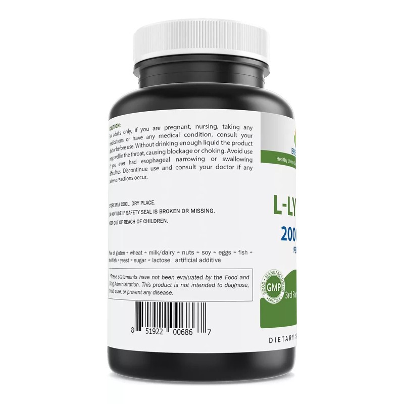 Brieofood L-lisina Max Potente Prime 2000mg Refuerzo Inmunidad 180tabs