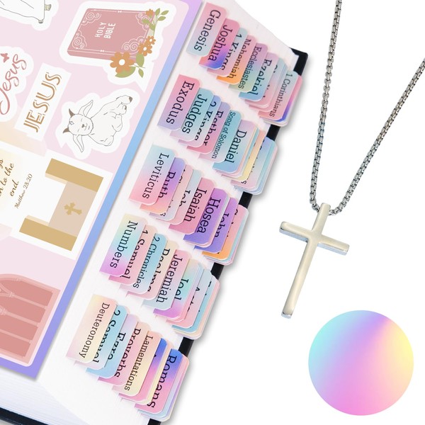 Bible Tabs with Unique Stickers, Laminated Bible Tabs for Women