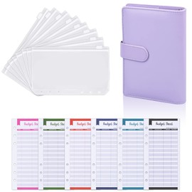 Budget Planner A6 Ring Binder Money Organiser Leather Notebook Folder with Money Envelopes Budget Planner Envelope Organiser Binder with Envelopes 8 Binder Pockets 12 Budget Sheets Finance Planner