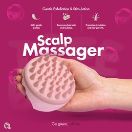 Tree Bottle Scalp Massager - Eco-Friendly Sustainable Pink Scalp Massager - Gentle Exfoliation & Circulation Stimulation - Travel-Friendly - Made with Sustainable Materials