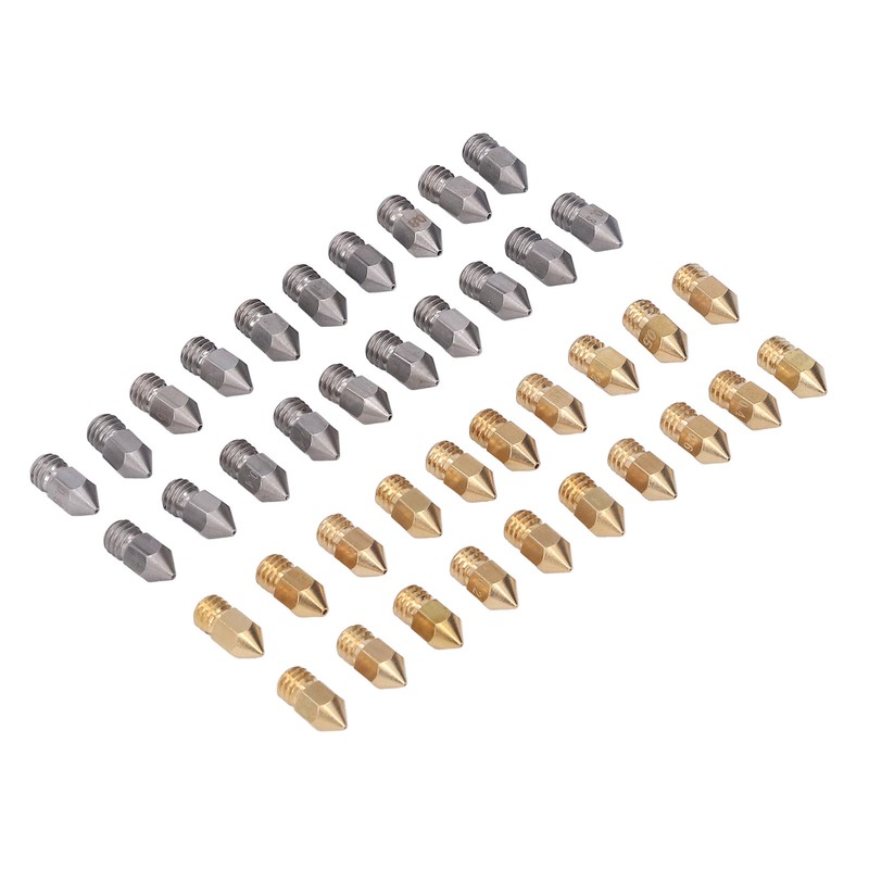 52Pcs 3D Printer Nozzle Stainless Steel Brass with Cleaning Tool