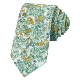 Mantieqingway Men's Cotton Printed Floral Neck Tie Skinny Ties for Men for Wedding, Groom, Groomsmen, Party, Missions, Dances, Daily Dress, Gifts