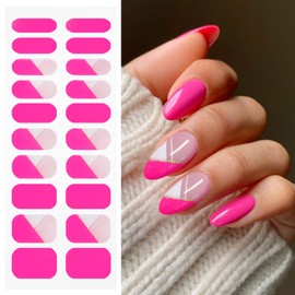 JMEOWIO Nail Foil UV Hardening Rose Red French Tip UV Gel Nail Strips Nail Stickers Nail Stickers Nail Art Decoration Nail Design Accessories