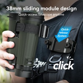 Binocular Tripod Mount Adapter with Backpack Clip, Attaches to Straps and Belts, Binoculars Accessories with 1/4"-20 Screw, 38mm Quick Release Plate, Compatible with Most Binocular, Tripods, DSLR