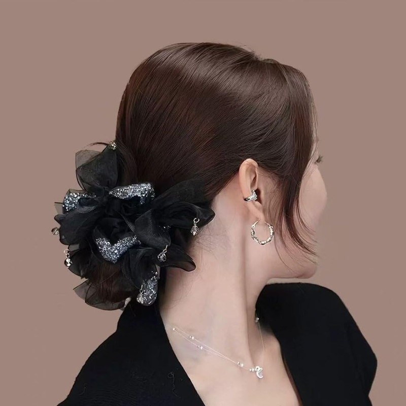 Coletero De Malla con Pedrería, Banda Elástica para Moños, Accesorios